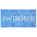 Asciugamano da spiaggia zebra blu ad asciugatura rapida con testo Swimmer bianco - Zebra Blu / 70*150cm