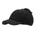 Gorra de béisbol de invierno para mujer en forro polar de lana de cordero negro - Ajustable / Gris