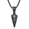 Black stainless steel arrowhead necklace with carbon fiber and Eye of Horus symbol - Black Pendant + 60CM Chain