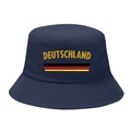 Dark blue Deutschland fisherman hat with German flag stripes and yellow embroidery - M / 11# Retro Germany - Navy Blue
