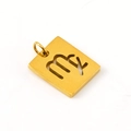 18K gold plated stainless steel Virgo zodiac pendant necklace with hollow rectangular design - Virgo
