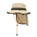 Sombrero de sol caqui con solapa para el cuello y cordón cortavientos naranja ajustable - Beige