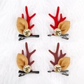 Kerst haarspelden set met rendiergewei, gouden bellen en zachte stoffen oren - Bellen Gewei Haarspeldjes (4 stuks)