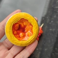 Handheld 3D resin miniature egg tart fridge magnet with detailed silver foil base - New Egg Tart