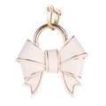 Eleganti orecchini a fiocco in similpelle bianca con bordi dorati rifiniti - Bianco