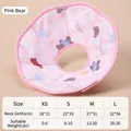 Weiche rosa karierte Halskrause für Katzen und Hunde mit Skater-Bär-Print und Größentabelle - XS (Hals 18-21cm) / Rosa Bär