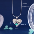 Silver steel snake chain necklace with heart shell pendant and zircon stones - Silver
