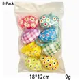 Set of 8 Easter foam eggs with daisy and plaid patterns in a transparent pack - Set of 8 / Multicolor