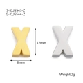 Colgantes en forma de X de acero inoxidable en oro y plata, 12mm x 8mm, peso de 2g - Letra X / Color Acero