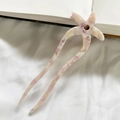 Pink starfish hair fork in marble acetate for elegant buns and modern updos - Purple White Floral