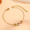 Bracciale con anelli a ingranaggio a tre colori in oro, argento e oro rosa lucido - Bracciale Ingranaggio Tricolore (I718)