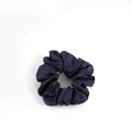 Lustrous navy blue 100% mulberry silk scrunchie with premium satin texture - 4.5cm/19 Momme / Navy Blue