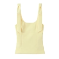 Slim fit light yellow tank top with stylish bow shoulder straps laid flat on white background - XS / Yellow