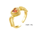 Anello aperto a ali placcato oro con zircone arancione a cuore, peso di 2,8g - Oro Arancione Ali di Cuore