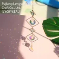 Golden suncatcher with triple diamond metal frames and faceted crystal prisms for windows - Size 22