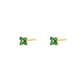 Elegant gold-tone S925 silver clover earrings with inlaid green emerald-like stones - 925 Silver / Gold (Style B)