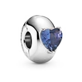Zilveren bedel met een blauwe hartvormige edelsteen voor DIY-armbanden - 020-Stopper (Zilver Blauwe Hart Steen)
