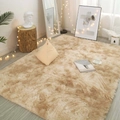 Tie-dye plush area rug in grey and white tones for cozy modern bedroom or living room decor - 40*60cm / Gradient Cream Yellow Shaggy