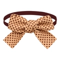 Polka dot pet bowtie in khaki and brown with adjustable elastic strap for dogs - Light Khaki Dark Brown Polka Dot