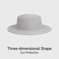 Flat top grey straw sun hat for women featuring fine weave and wide brim design - 54-58cm / Gray
