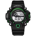 Tactical sport digital watch in black and green with waterproof and shockproof features - Green
