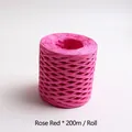 200m roll of rose red raffia paper ribbon for gift wrapping and DIY crafts - 200m/Roll / Rose Red
