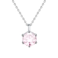 Elegant 925 sterling silver necklace with a six-prong round cut pink moissanite pendant - 0.5 Carat Pink Crystal/White Gold
