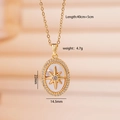 18K gold plated necklace featuring an oval starburst pendant with sparkling zircon stones - Oval Eight-pointed Star / Gold