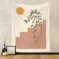 Arazzo bohémien da parete con sole geometrico e motivi vegetali per decorazione - Geometria Astratta (GT2301657) / 73X95CM (Spazzolato Transfrontaliero)