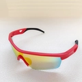 Kids sports cycling sunglasses with red matte frame and colorful gradient lenses - Red