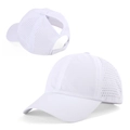 White quick-dry baseball cap with laser-cut ventilation and a ponytail hole detail - Adjustable / White