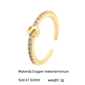 Adjustable 14K gold plated letter S ring with zircon inlay for women - Letter S