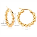 Pendientes de aro en U de acero inoxidable dorado con cuentas de 22x23mm - E:22x23mm(P:3mm) / Dorado