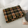 Vintage green plaid scarf with orange accents in soft faux cashmere flat lay style - New Retro Green (60*200cm)