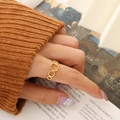 Minimalist gold hollow square open ring with geometric link design for women - Size 7 (Adjustable) / Square Hollow Open Ring / Gold
