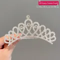 Silver girls crown hair comb with sparkling rhinestones and crystal accents, size 6.6x5.9cm - #3 Radiant Crown Comb