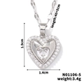 Silver heart pendant necklace with cubic zirconia and dimension details for women - Silver with White (N01106-5)