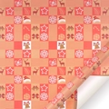 Christmas kraft paper wrap with red reindeer and snowflake patterns in a checkered layout - Style 1 / 50x70cm