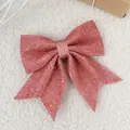 Glittery pink Christmas bow decoration measuring 15x20cm for holiday tree and gift decor - Pink