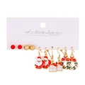 6-pair Christmas earring set featuring Santa, gift box, and wreath on white card - Style 04 Christmas Set-6 Pairs (Santa/Gift/Wreath)
