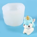 White unicorn silicone mold with finished blue and gold resin unicorn ornament - 50-2603 White