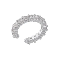 Close-up of silver C-shaped ear cuff with pave-set sparkling cubic zirconia crystals - VE694 (1 Pair) / White Gold