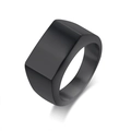 Minimalist black matte stainless steel signet ring with a rectangular brushed flat top - US 12 / Gun Black