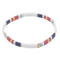 Bohemian Tila bead bracelet featuring colorful white, blue, and gold enamel tile charms - White/Blue/Red/Gold Mixed