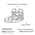 Detailed view of silver stainless steel multi-layer ring with dimensions and weight info - Silver Style (YYR025100-P)