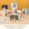 3D Teacher appreciation card set with 6 sets of 3D floral cards and white envelopes - Teacher-Student Bifold - Set of 6 (HK8010)