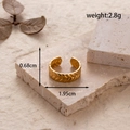 Adjustable golden hollow snake pattern ring in stainless steel with textured grain - Wheat Pattern Open Ring / Gold