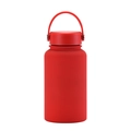 Portable 650ml stainless steel sports water bottle in matte red with carrying handle - Red