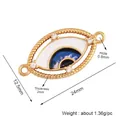 Evil Eye connector in gold finish with blue enamel and white zircon for DIY jewelry - Blue L371819-Blue