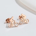 Minimalistische roségouden roestvrijstalen fiets oorknopjes met gepolijste finish - Roségoud